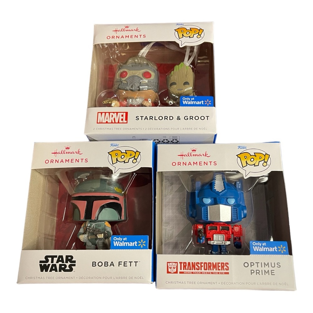 Funko Pop Hallmark Ornament Set Star Wars Transformers Guardians Groot Starlord